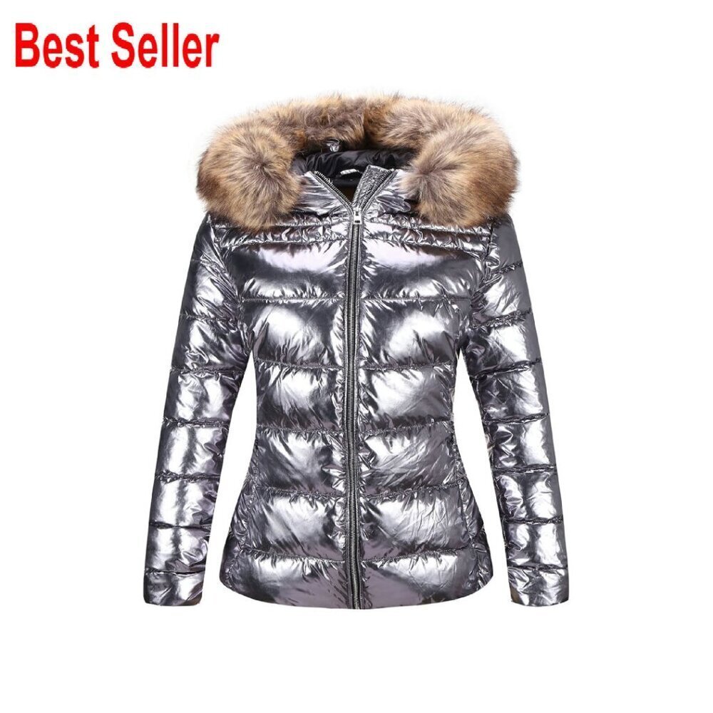 Lightweight Puffer Jacket Quilted Bubble Padded Hood Coat Faux Fur Collar